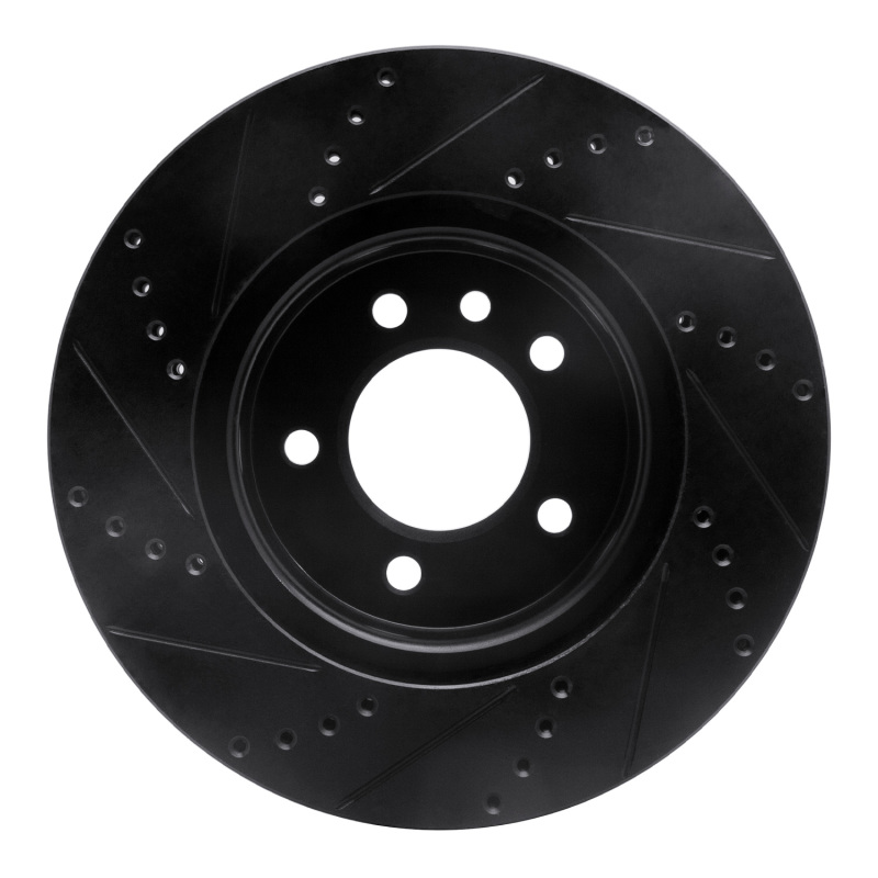 Land Rover LR3 Brake Rotor (1) - Front Right - R1 Concepts - Drilled & Slotted - Black - `05-`07